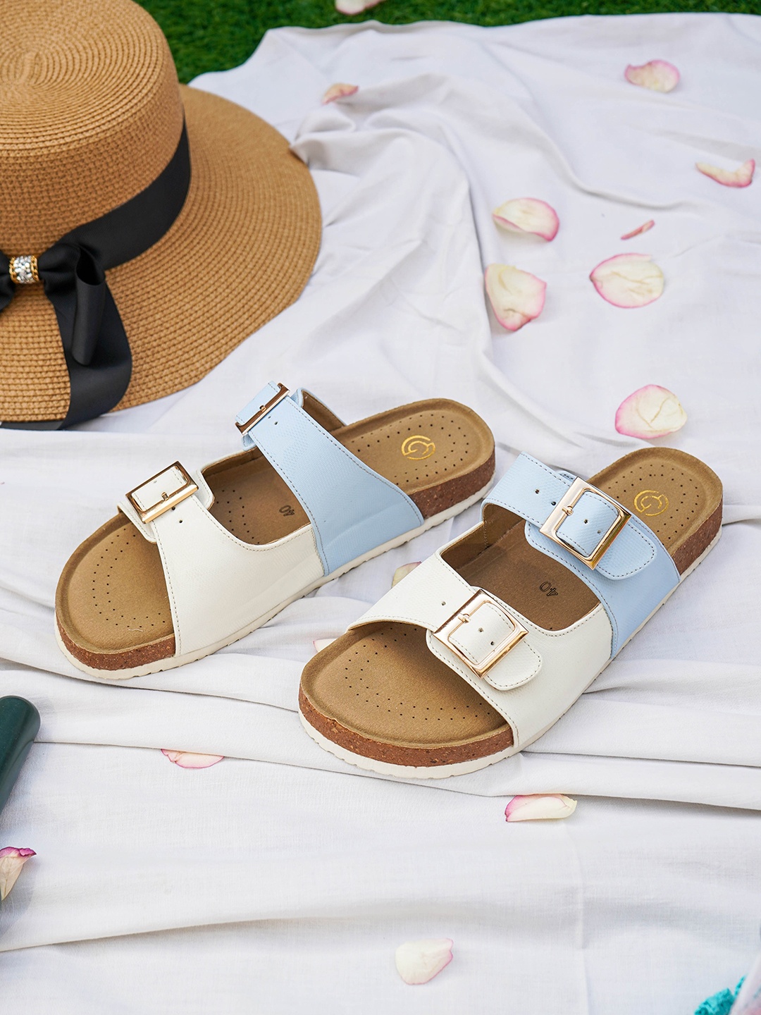 

Maysun Women Open Toe Flats with Buckles, Blue