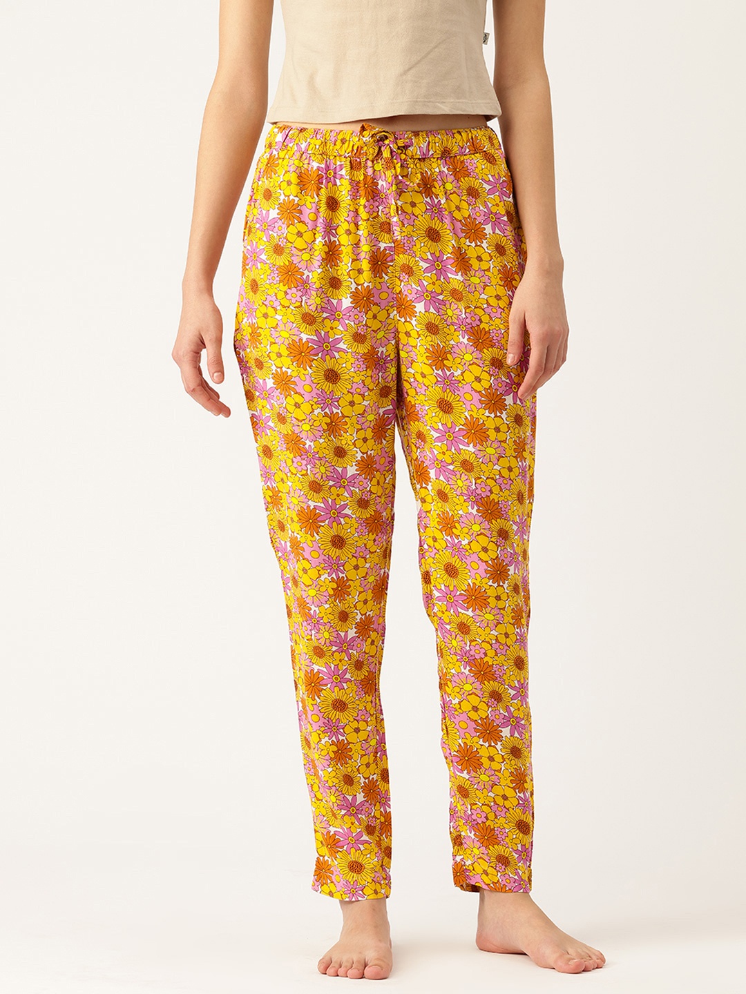 

ETC Floral Printed Lounge Pants, Yellow