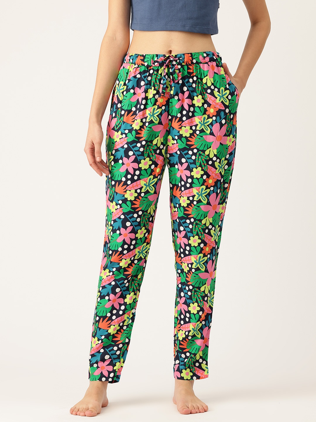 

ETC Floral Printed Lounge Pants, Navy blue