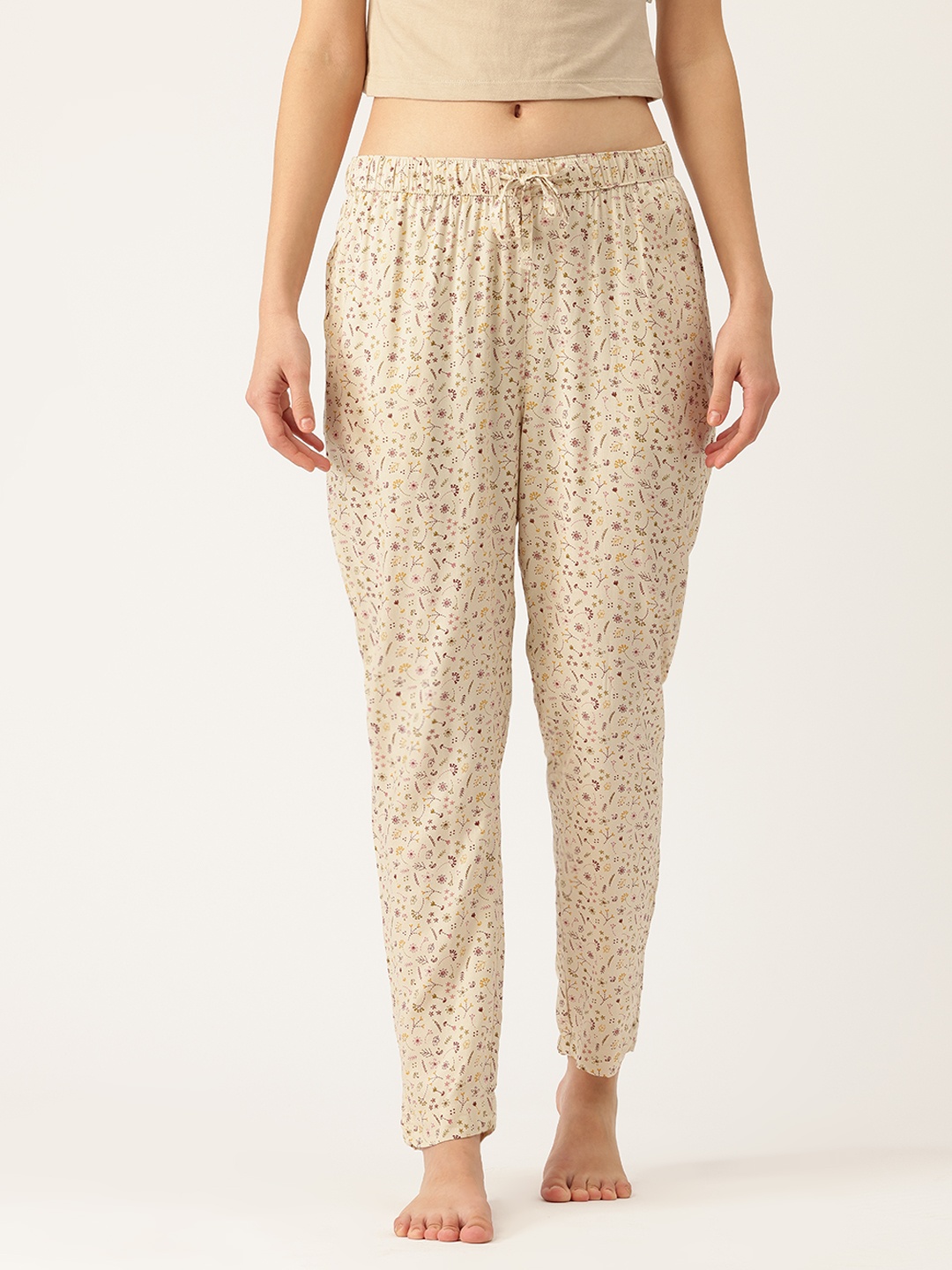 

ETC Floral Printed Lounge Pants, Beige