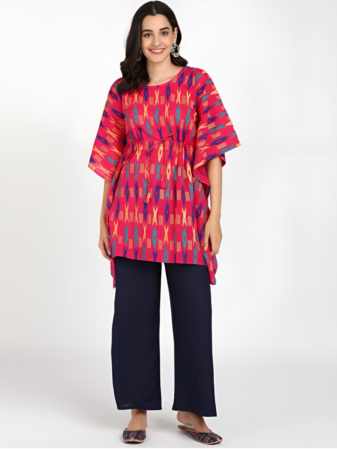 

Aartej Women Ethnic Motifs Print Formal Kaftan Dress, Pink