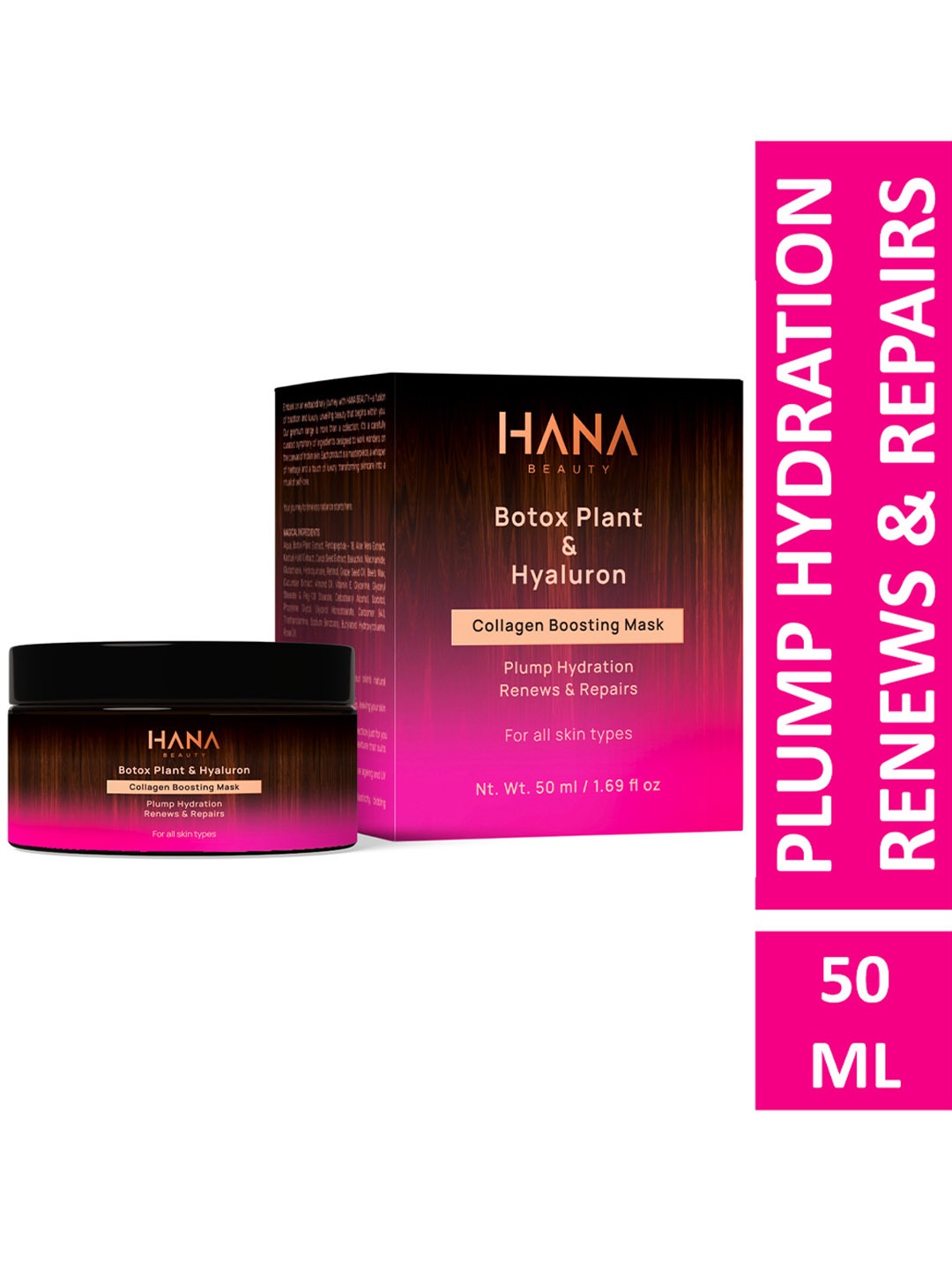 

Hana Beauty Collagen Boosting Mask With Botox Plant & Hyaluron-50g, Off white