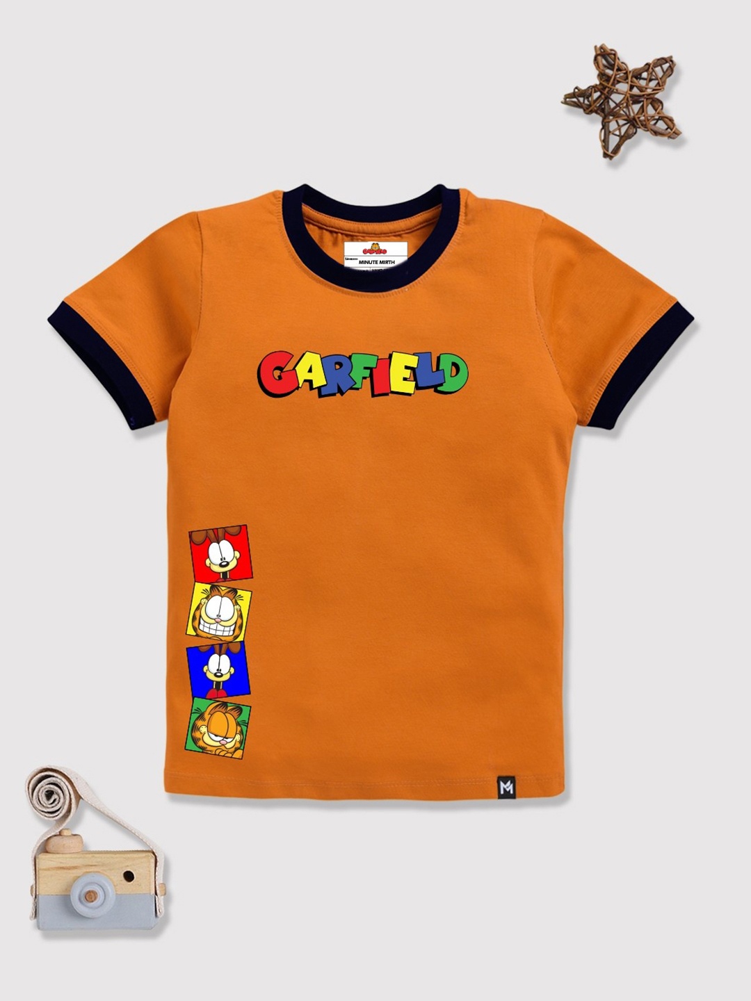 

YK X Minute Mirth Boys Garfield Printed Cotton T-shirt, Orange