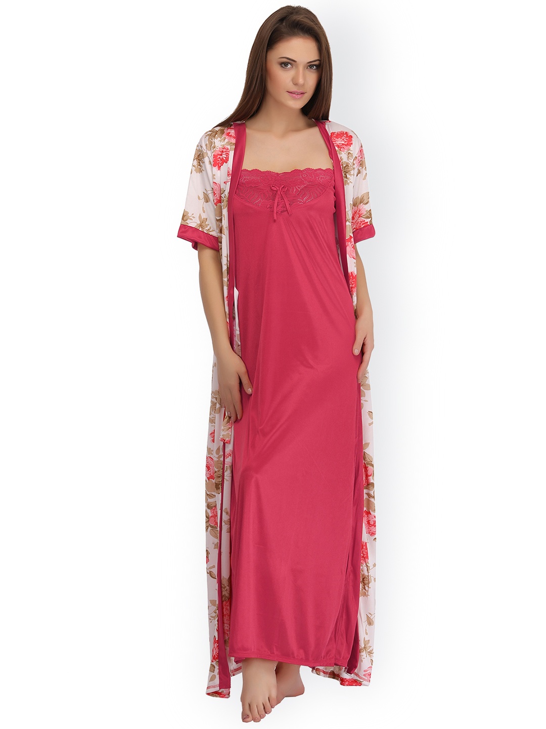 

Clovia Pink Printed Nightdress NS0706P22