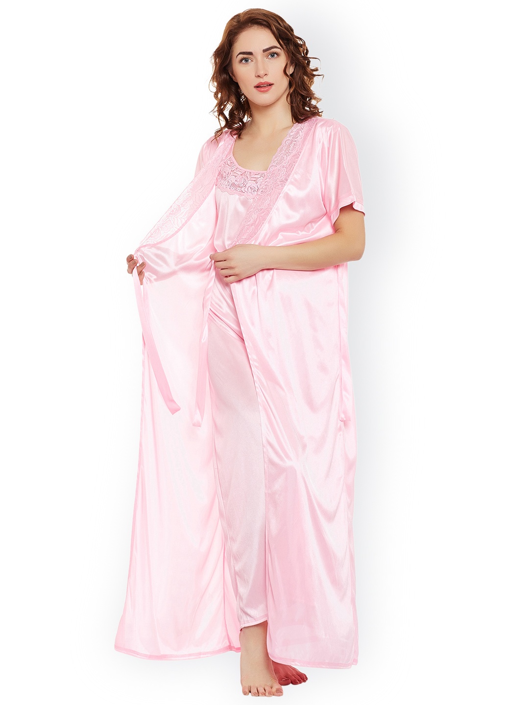 

Clovia Pink Solid Nightdress NSM389G62