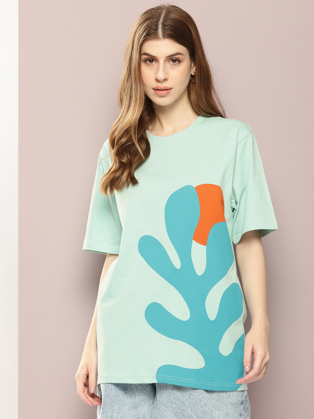 

DILLINGER Printed Oversized T-shirt, Turquoise blue