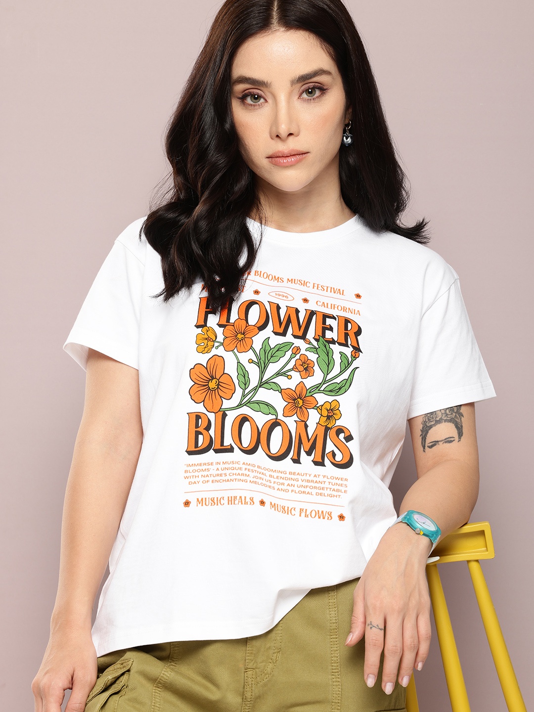 

DILLINGER Typography Printed Pure Cotton Boxy T-shirt, White