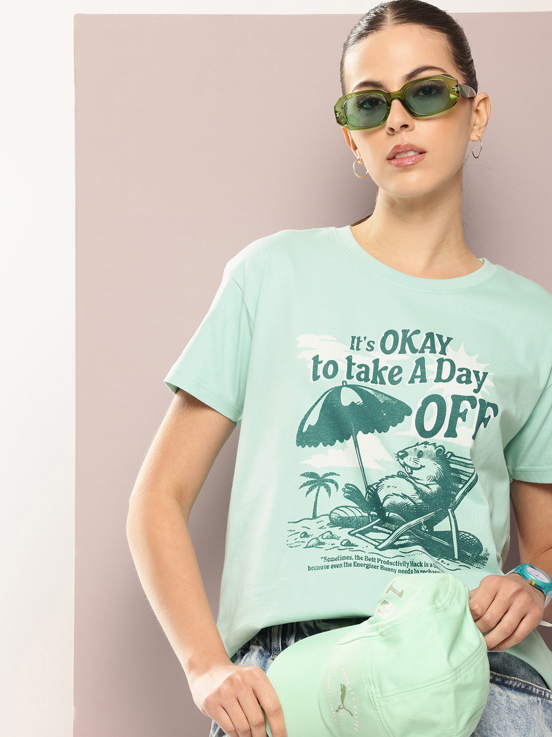 

DILLINGER Printed Pure Cotton Boxy T-shirt, Sea green