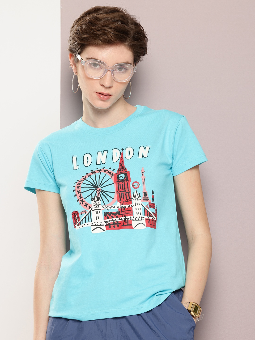 

DILLINGER Graphic Printed T-shirt, Turquoise blue