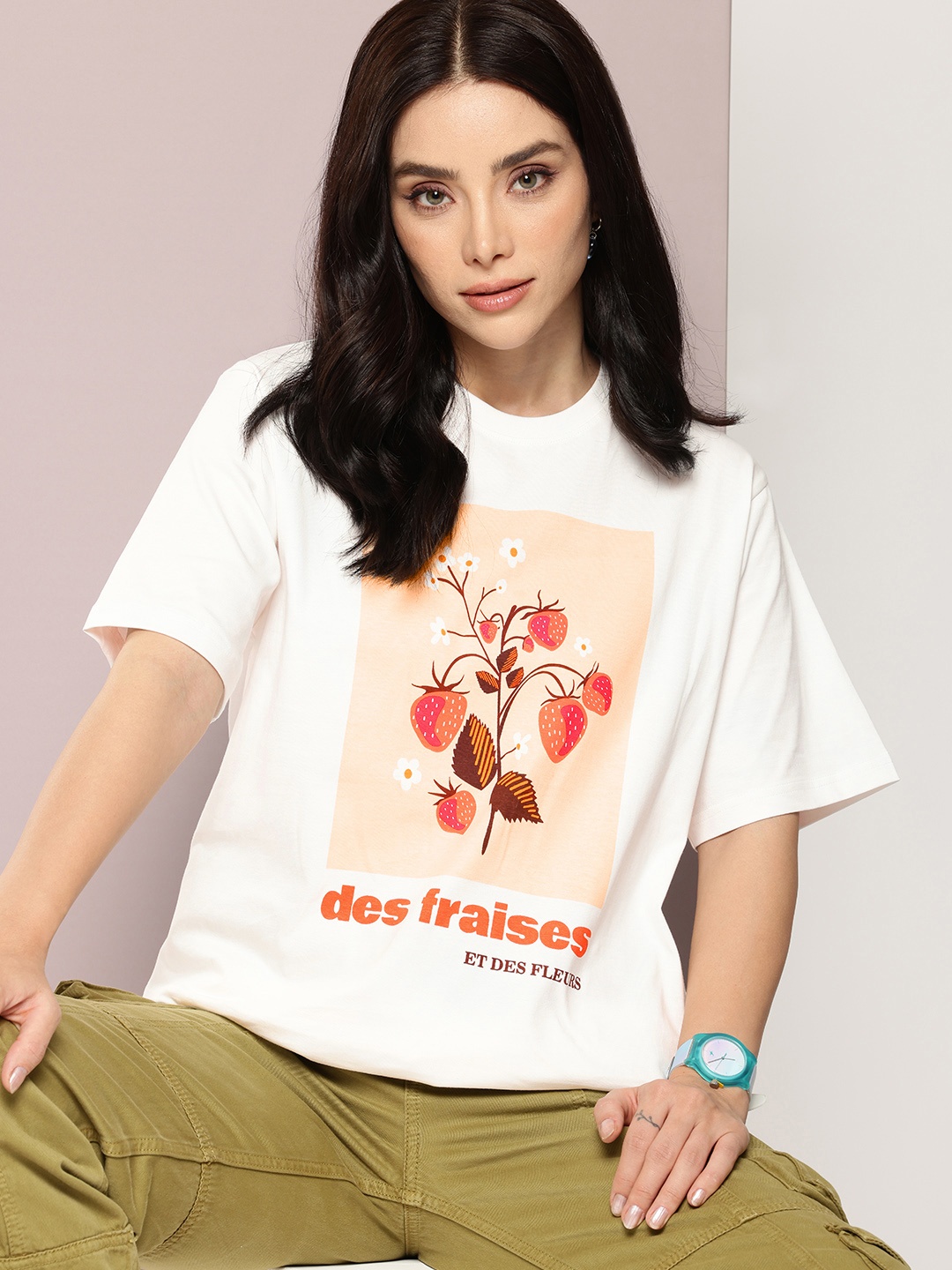 DILLINGER Printed Oversized Pure Cotton T-shirt, Off white