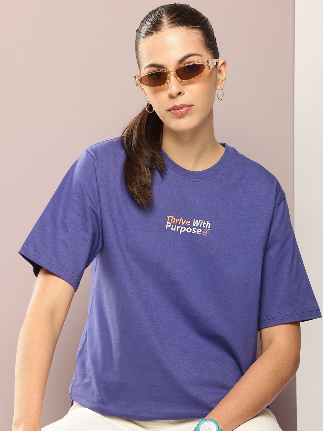 

DILLINGER Typography Embroidered Pure Cotton T-shirt, Navy blue