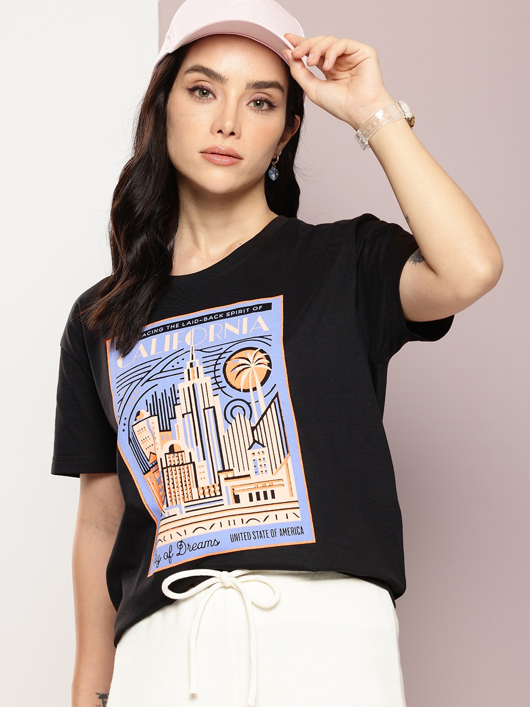 

DILLINGER Printed Pure Cotton Boxy T-shirt, Black