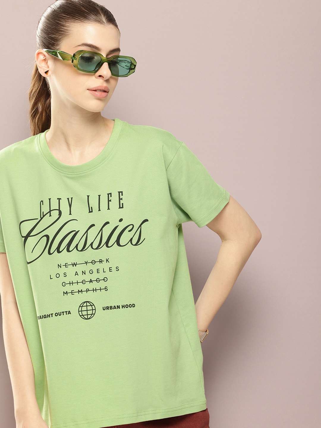 

DILLINGER Typography Printed Pure Cotton Boxy T-shirt, Green