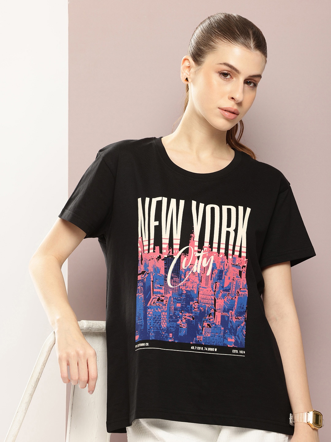 

DILLINGER Printed Pure Cotton Boxy T-shirt, Black