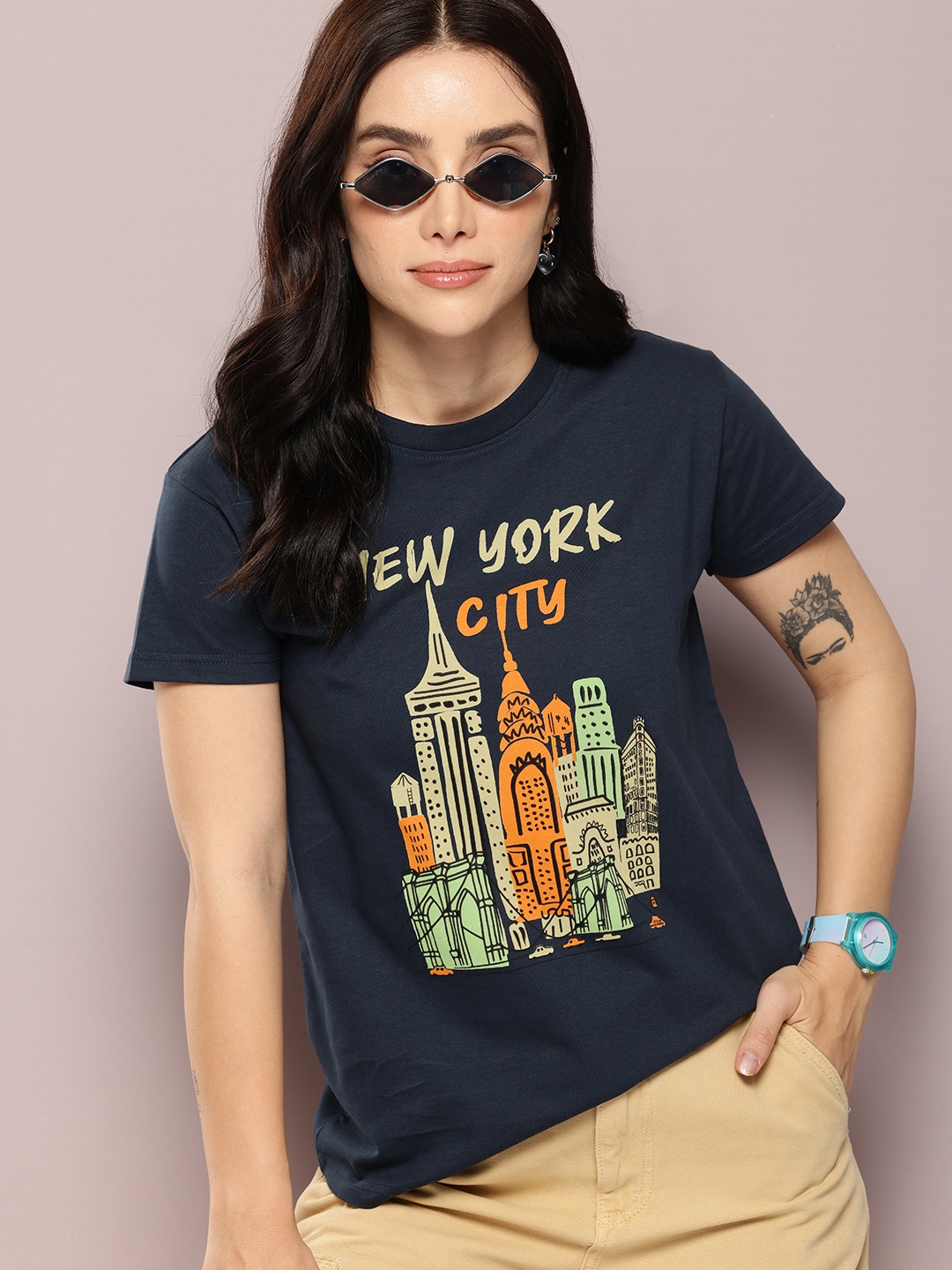 DILLINGER Printed Pure Cotton T-shirt, Navy blue