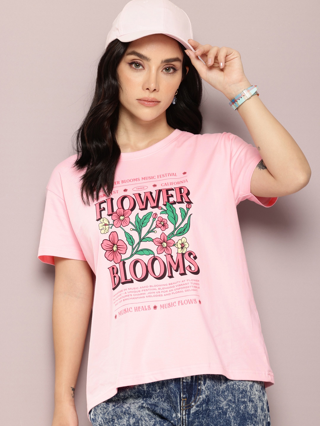 

DILLINGER Printed Pure Cotton Boxy T-shirt, Pink