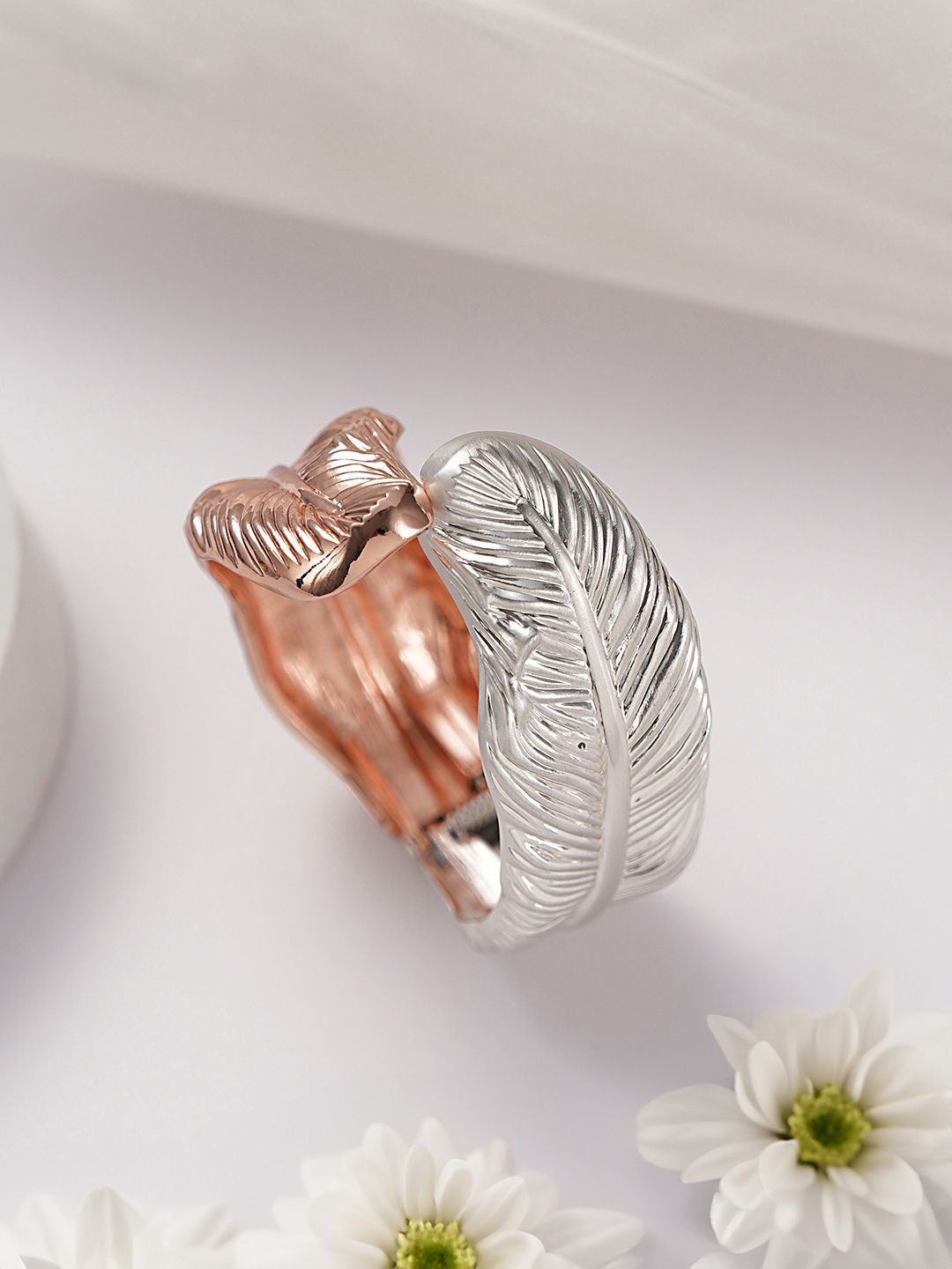 

SARAF TRENDZ Anti-tarnish Rose Gold-Plated Cuff Kada bracelet