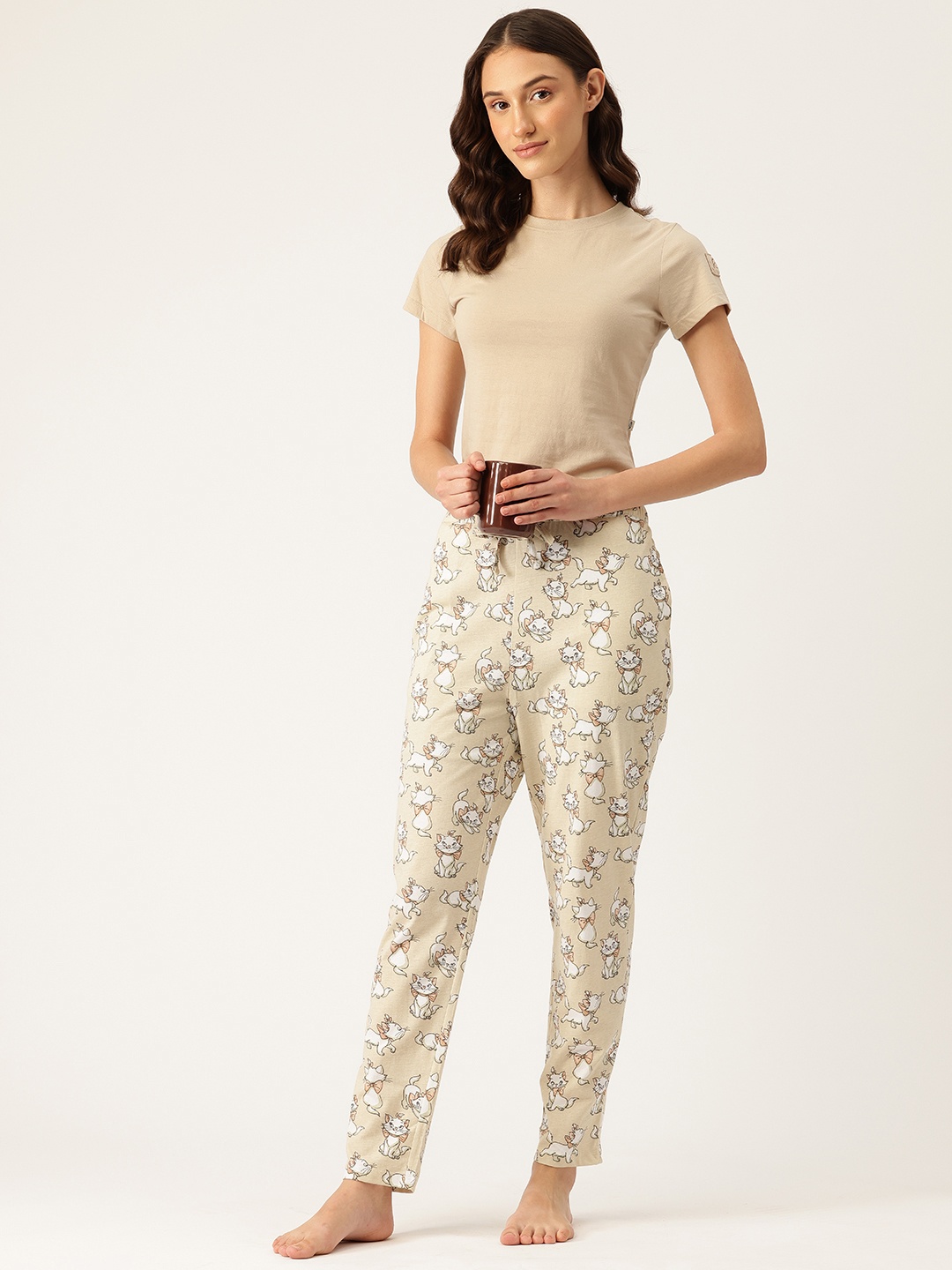 

ETC Printed Pure Cotton Lounge Pants, Beige