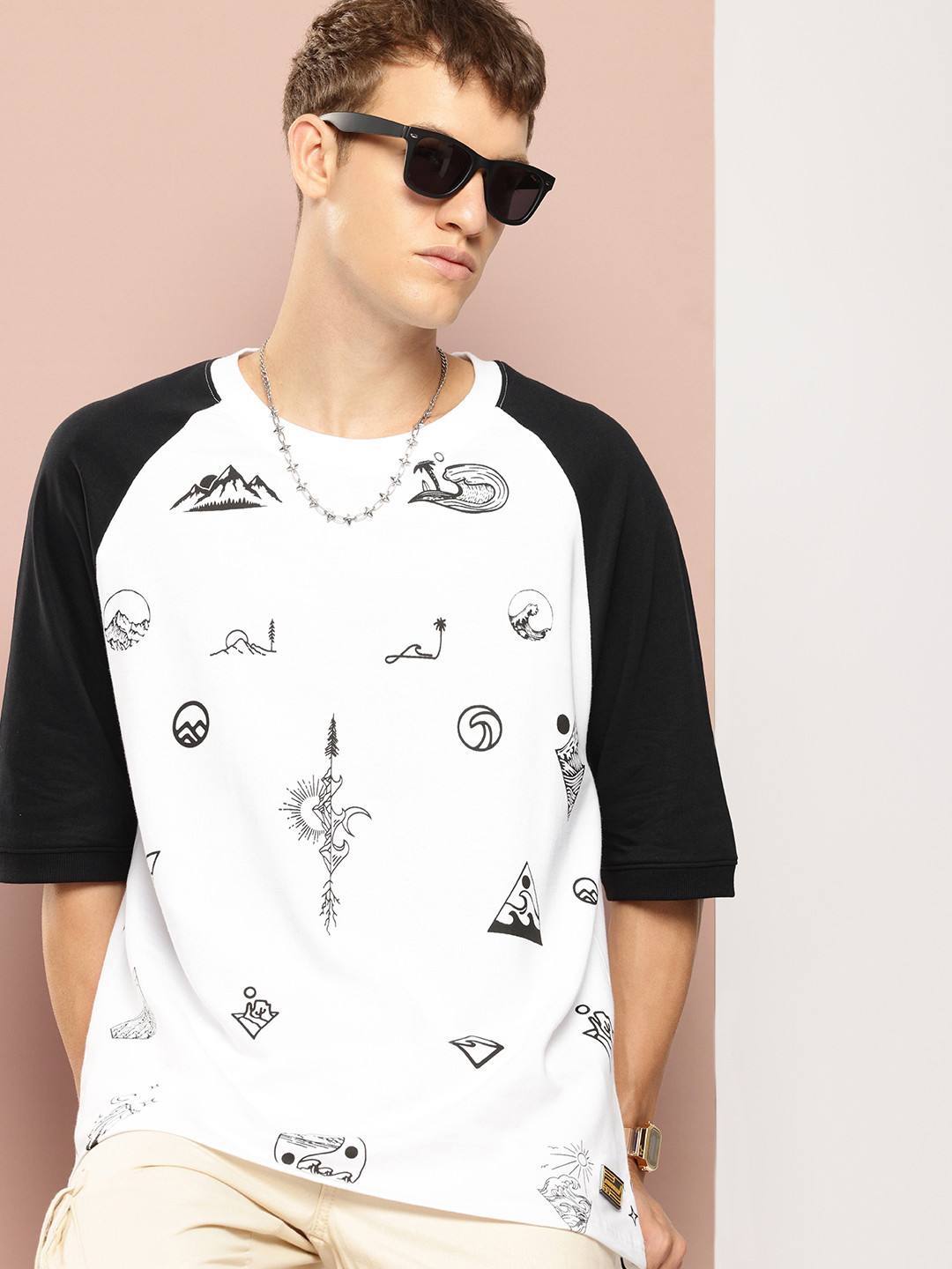 

Stormborn Men Printed Oversized Pure Cotton T-shirt, White