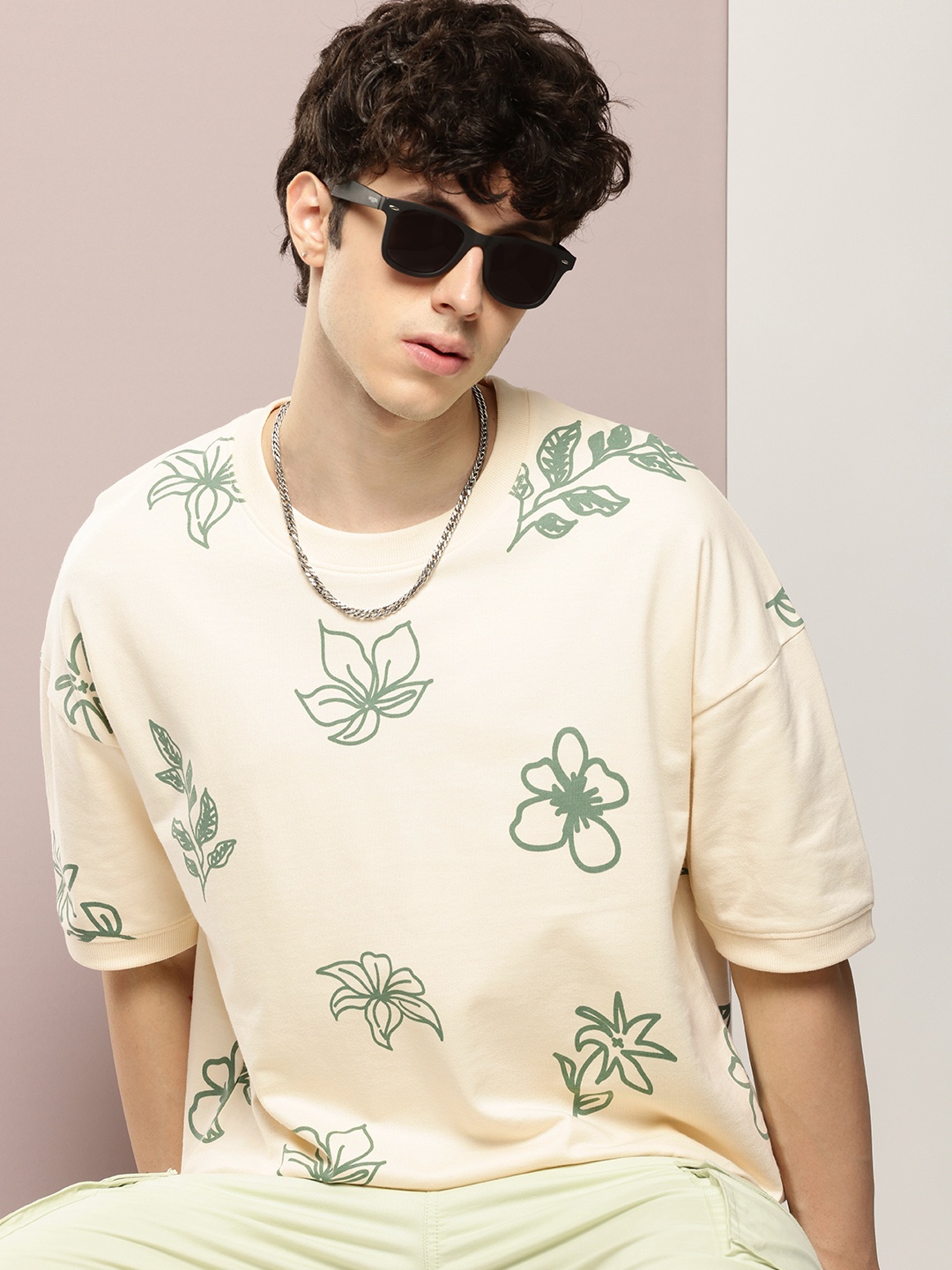 DILLINGER Unisex Printed Drop-Shoulder Sleeves T-shirt, White