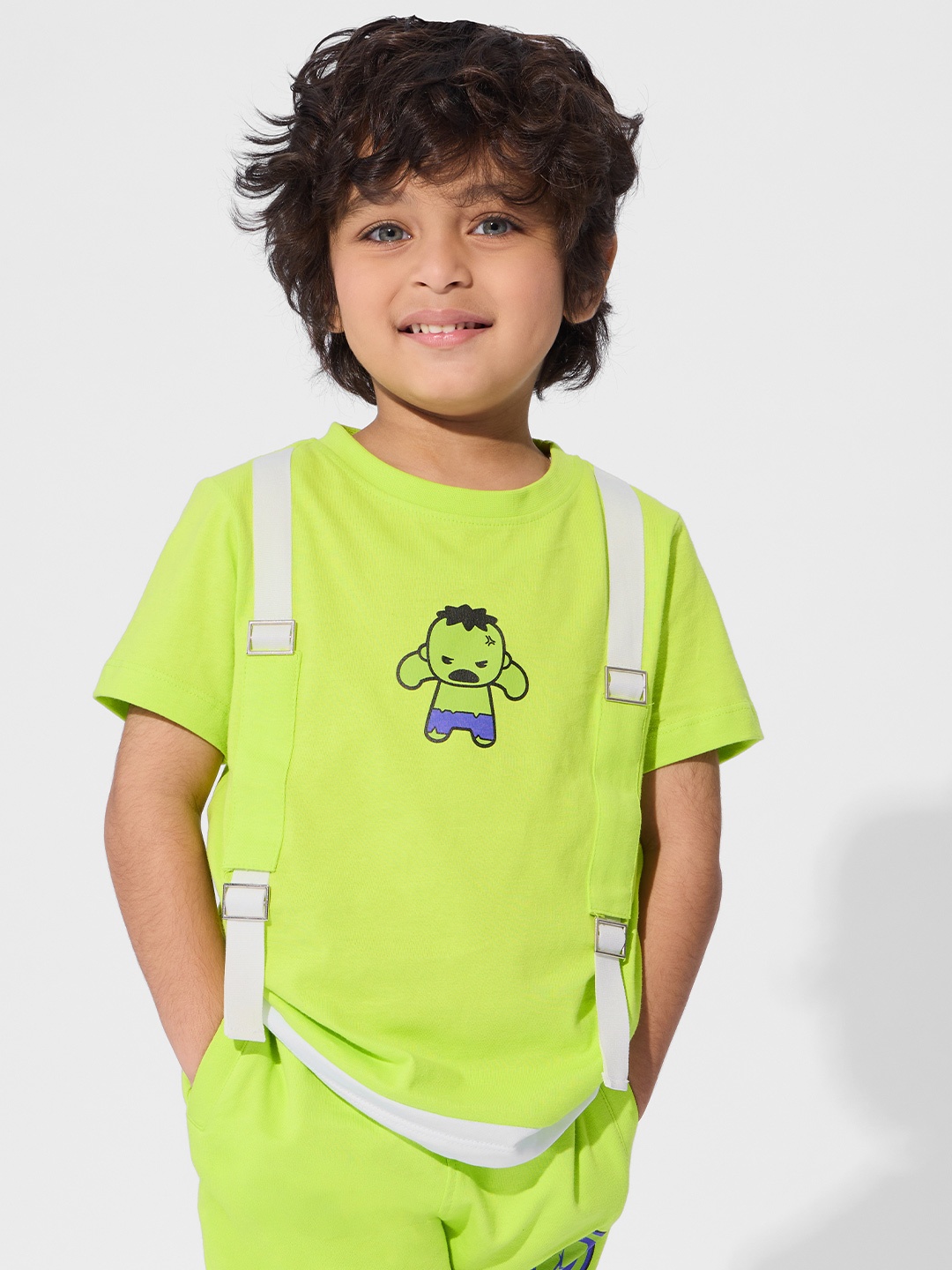 

The Souled Store Boys Graphic Printed Round Neck Cotton T-shirt, Lime green