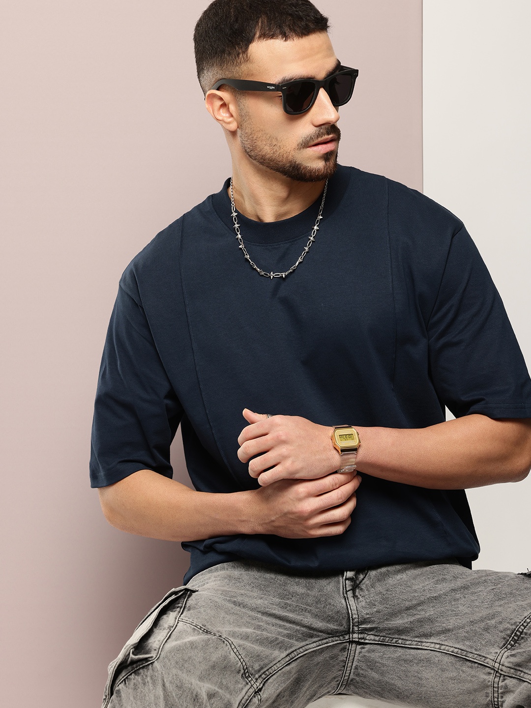 

DILLINGER Men Oversized Pure Cotton T-shirt, Navy blue