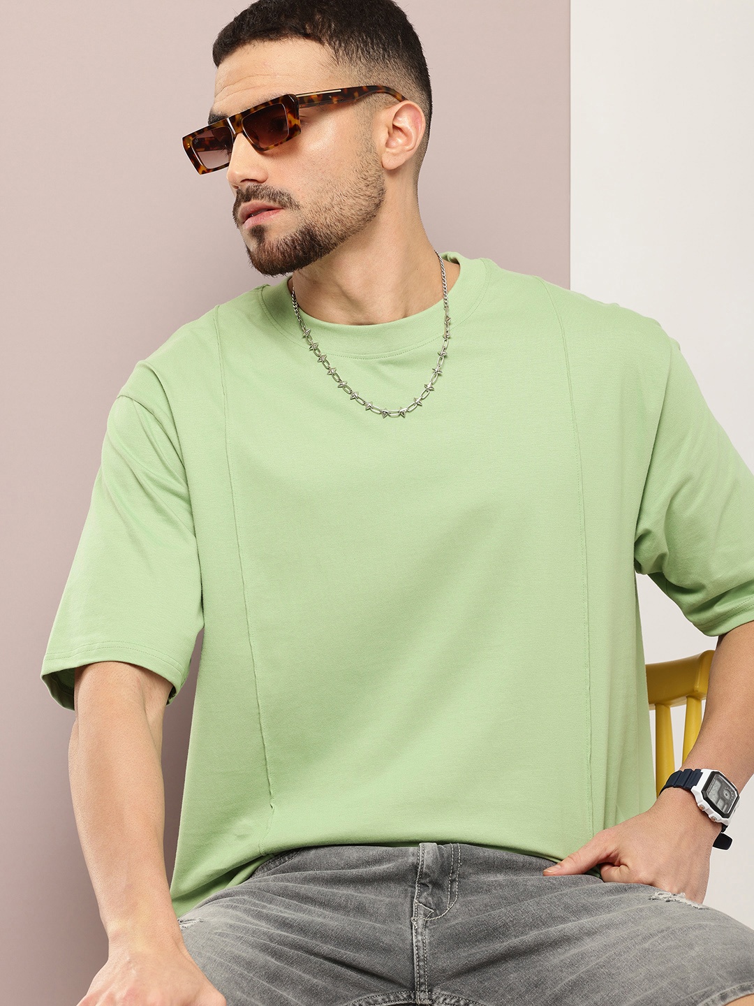 

DILLINGER Men Oversized Pure Cotton T-shirt, Green