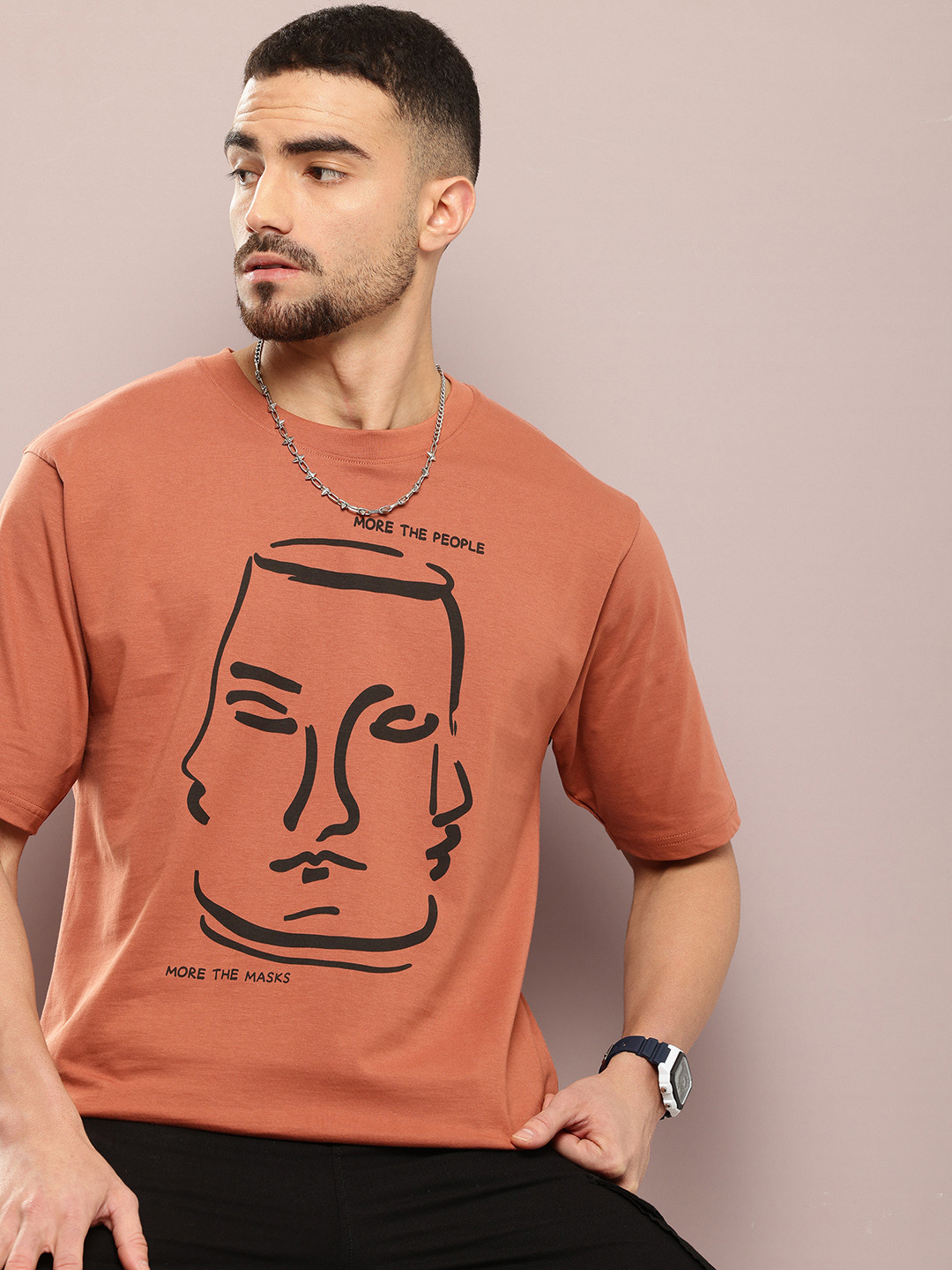 

DILLINGER Graphic Printed Oversized T-shirt, Brown