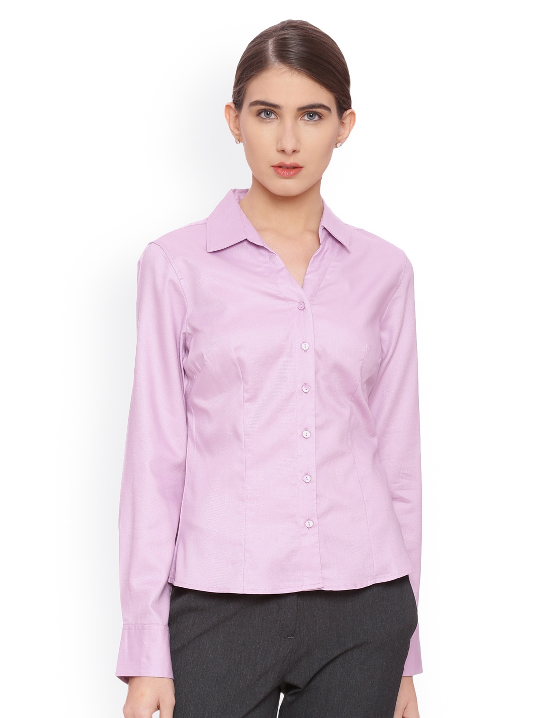 

Van Heusen Woman Women Purple Regular Fit Solid Formal Shirt
