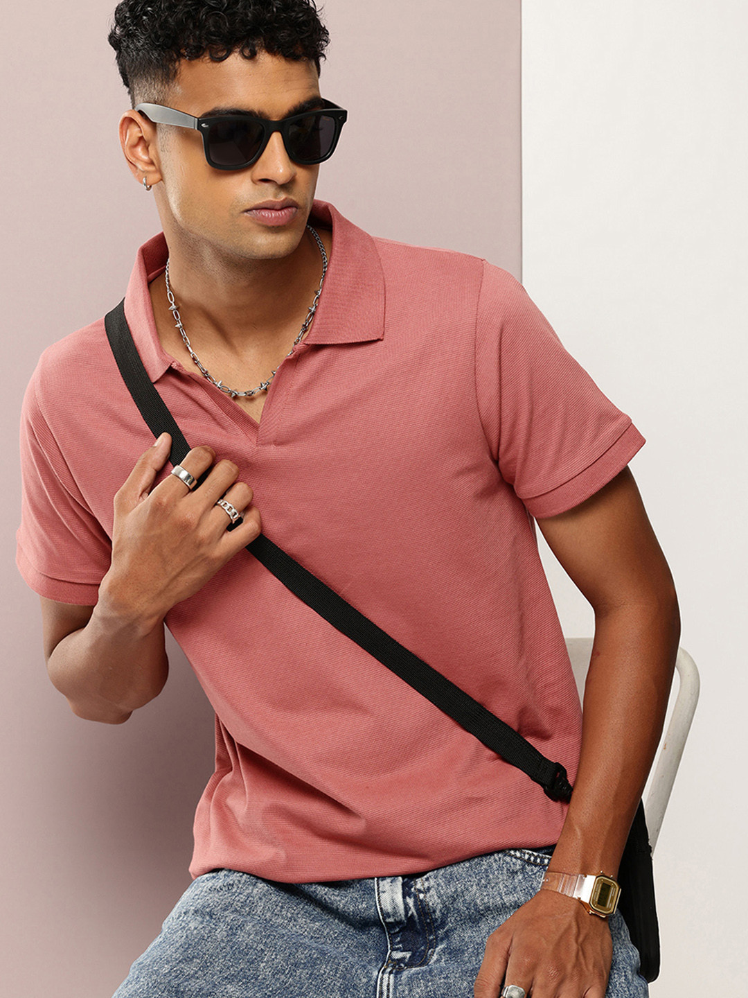 

DILLINGER Polo Collar T-shirt, Mauve