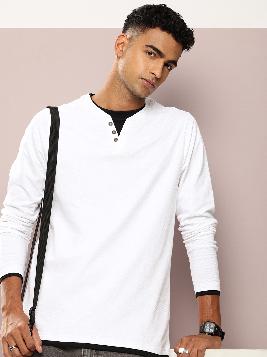

DILLINGER Men Airtex Fabric Solid T-shirt, White