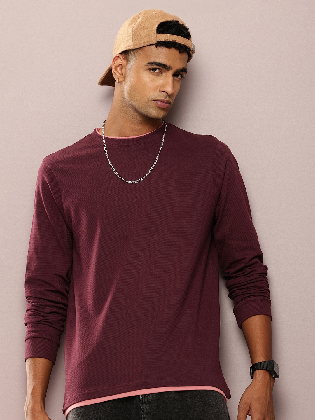 

DILLINGER Men Airtex T-shirt, Burgundy