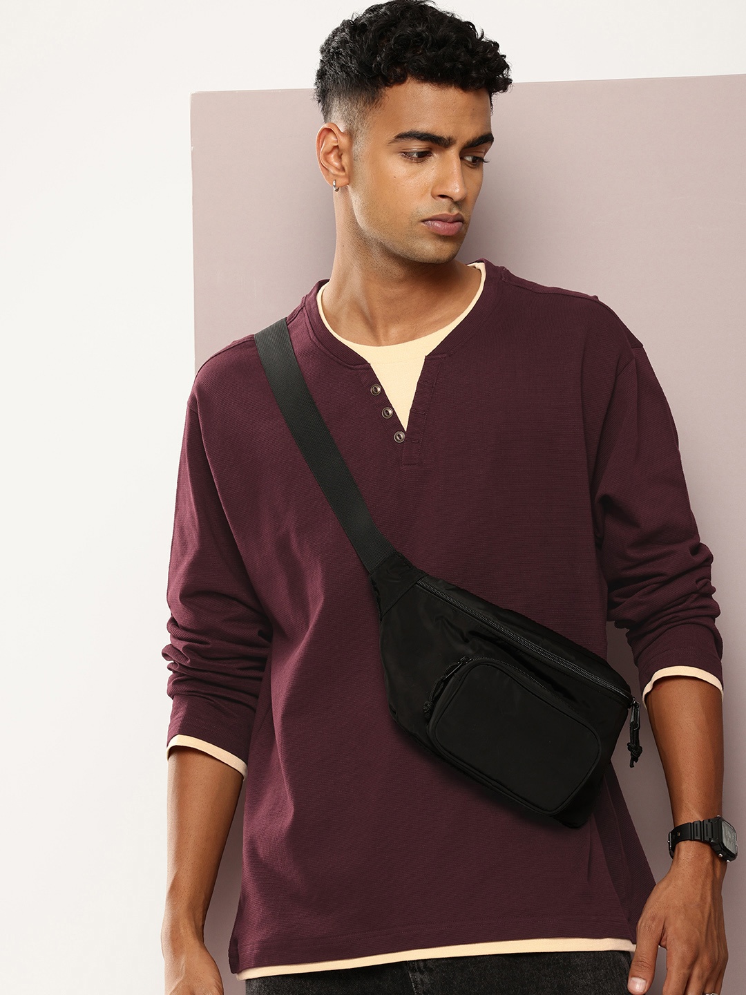 

DILLINGER Men Airtex T-shirt, Burgundy