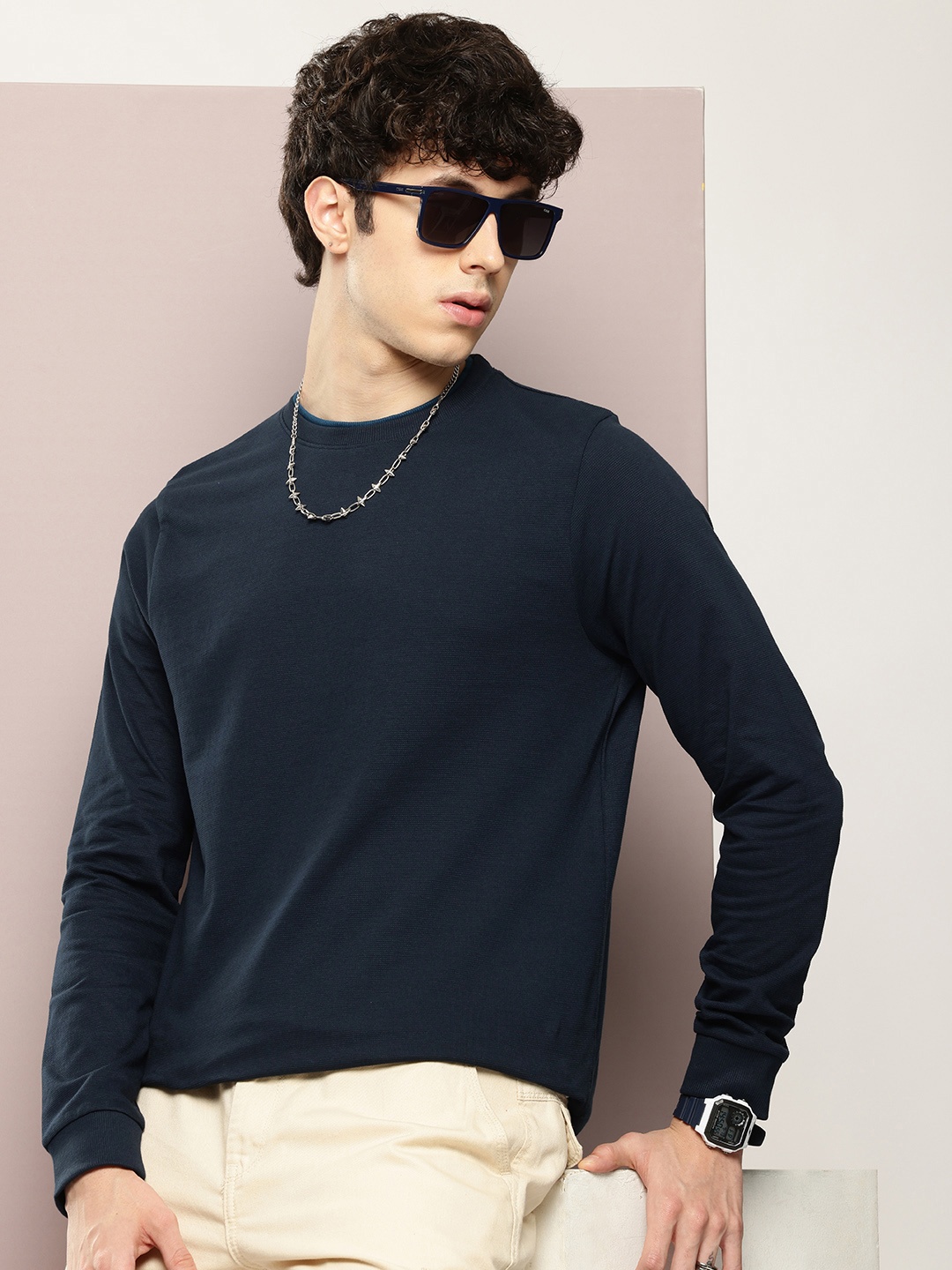 

DILLINGER Solid Crew Neck T-shirt, Navy blue