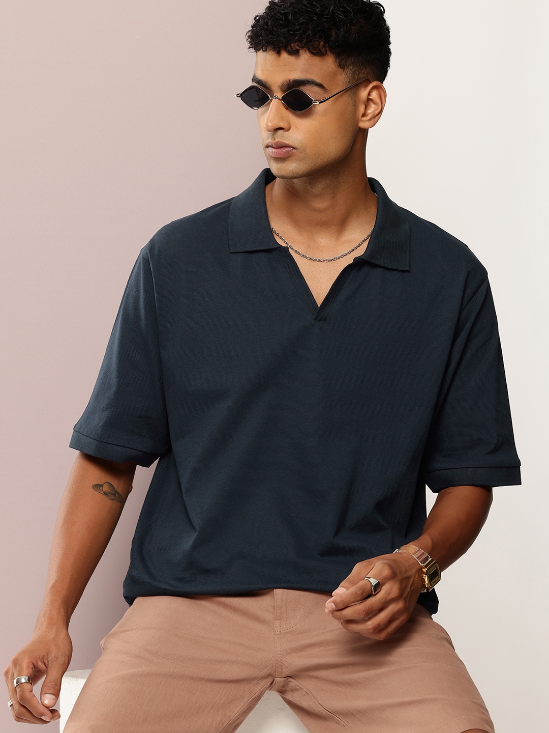 

DILLINGER Men Polo Collar T-shirt, Navy blue