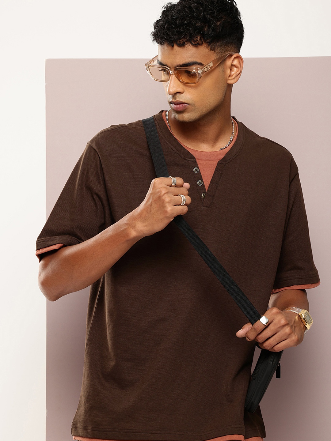 

DILLINGER Men Oversized T-shirt, Brown