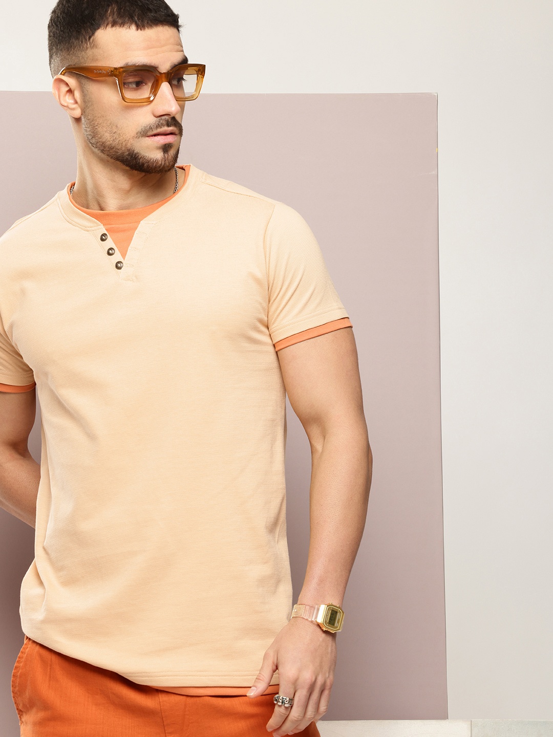 

DILLINGER Men Airtex T-shirt, Beige