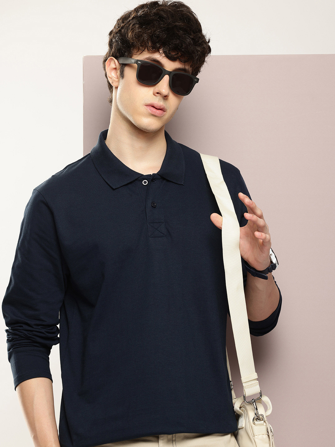 

DILLINGER Polo Collar Oversized T-shirt, Navy blue