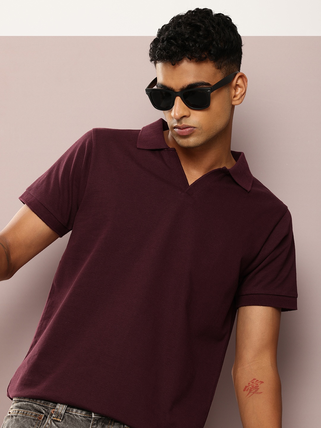 

DILLINGER Men Polo Collar T-shirt, Burgundy