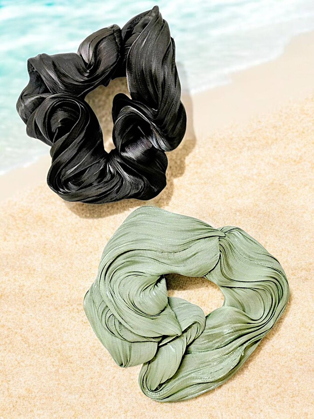 

9blings Women Set of 2 Ponytail Holders, Black