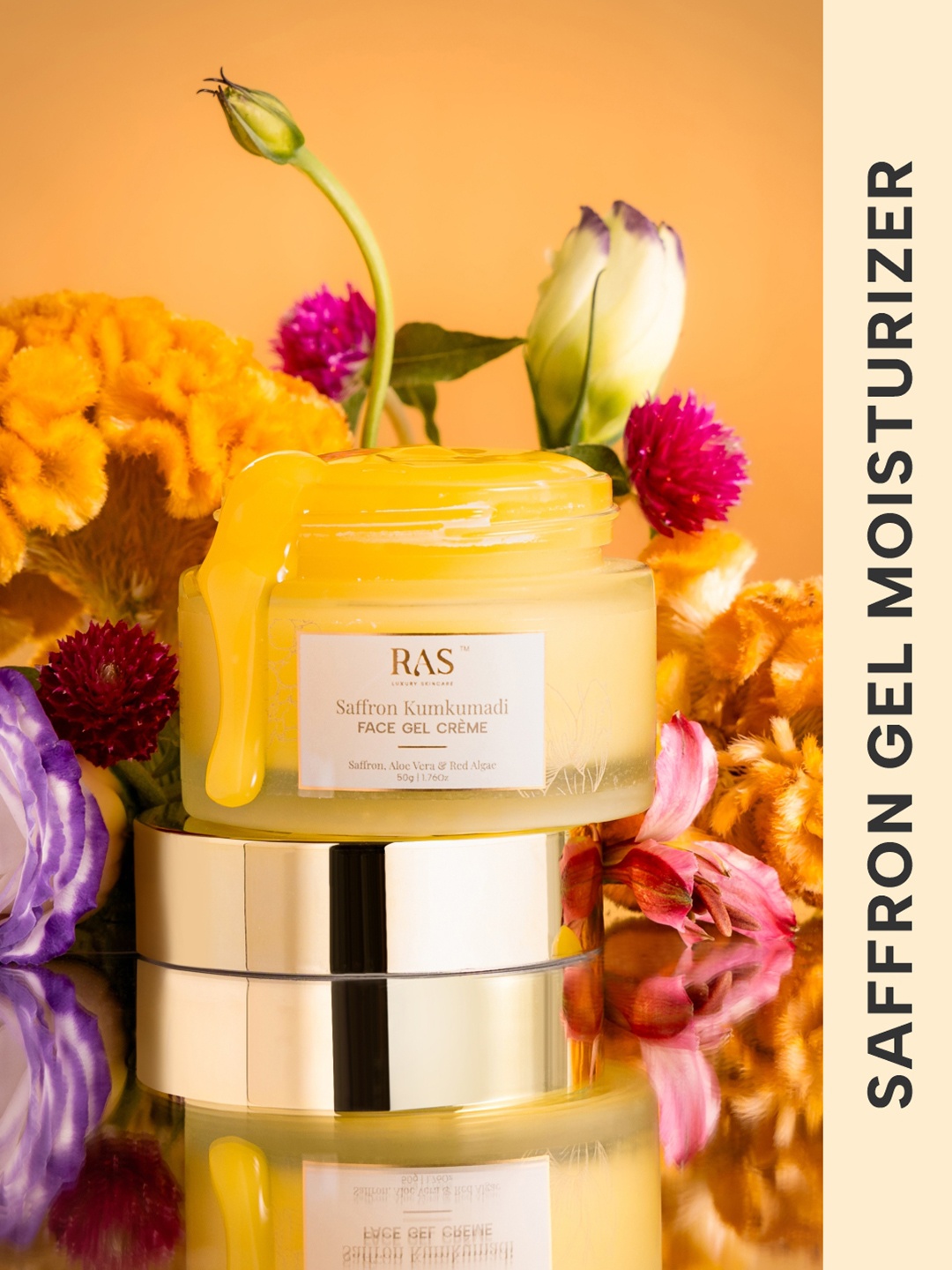 

RAS LUXURY OILS Saffron Kumkumadi Face Gel Day Cream- 50g, Gold