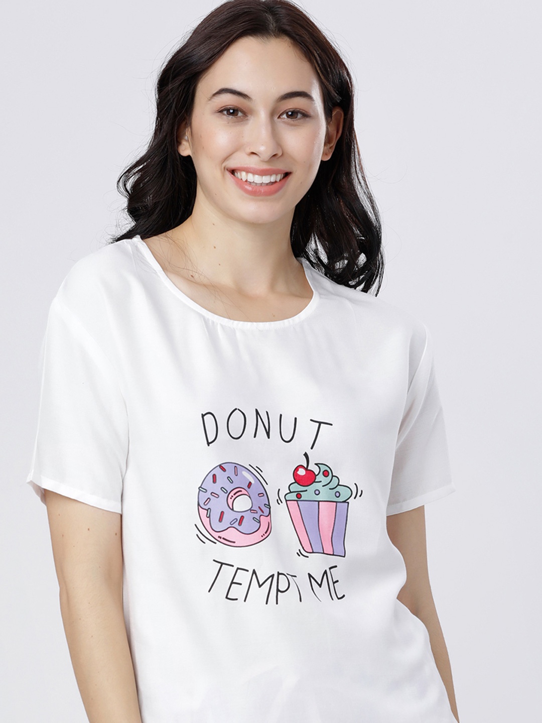 

Tokyo Talkies Women Graphic Printed Round Neck T-shirt, White