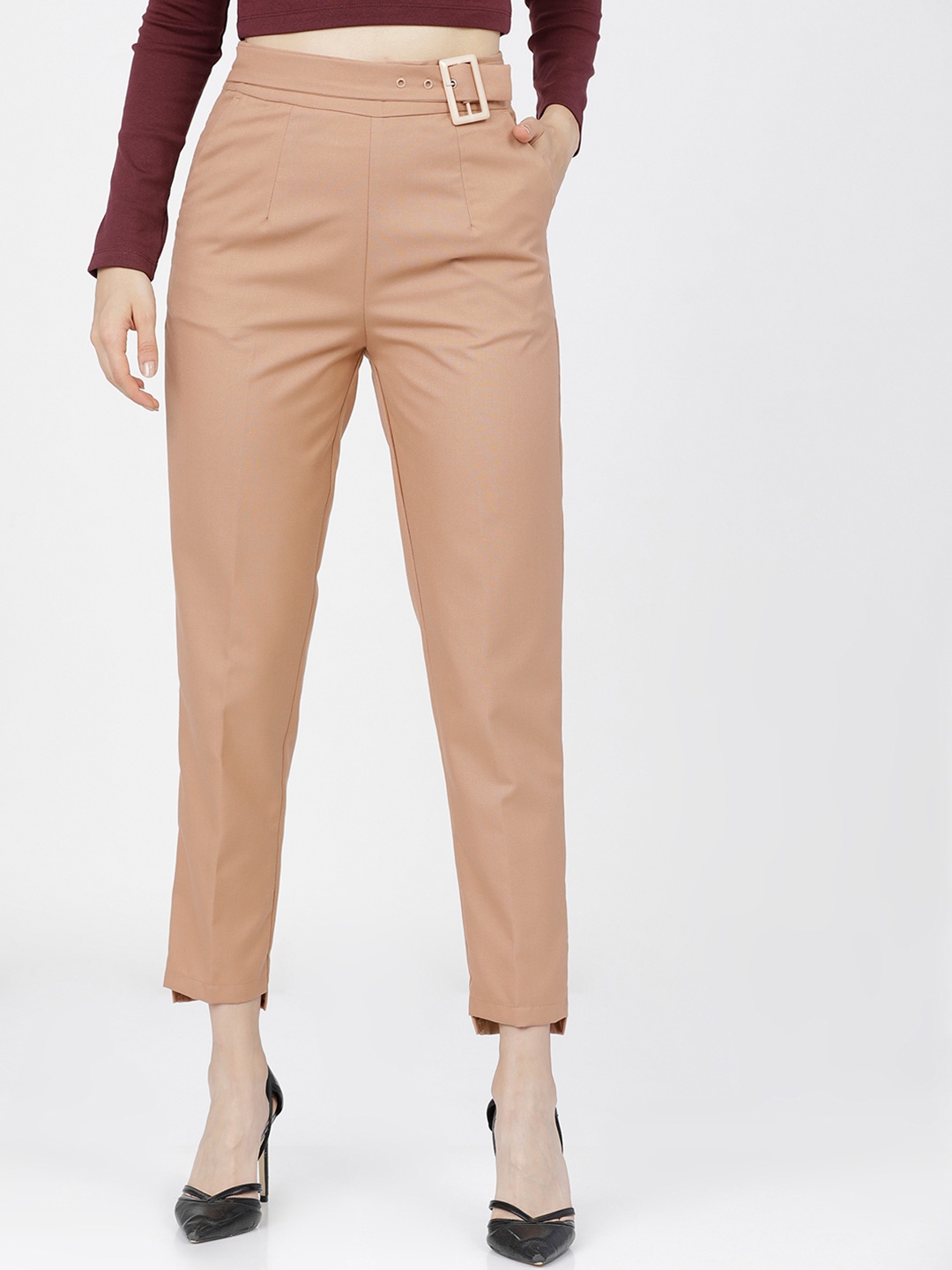 

Tokyo Talkies Women Tapered Fit Trousers, Brown
