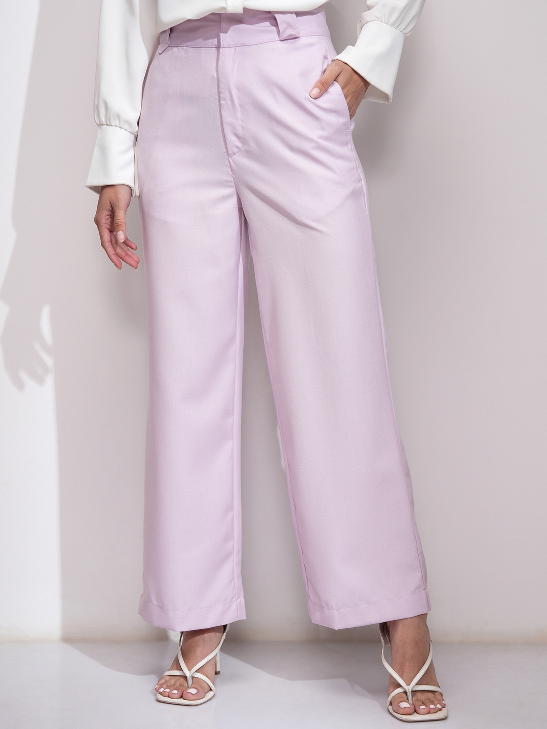 

Tokyo Talkies Women Flared High-Rise Trousers, Purple