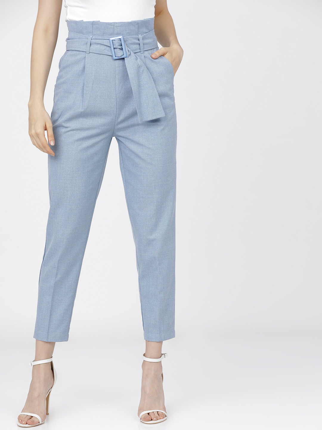 

Tokyo Talkies Women Tapered Fit Trousers, Blue