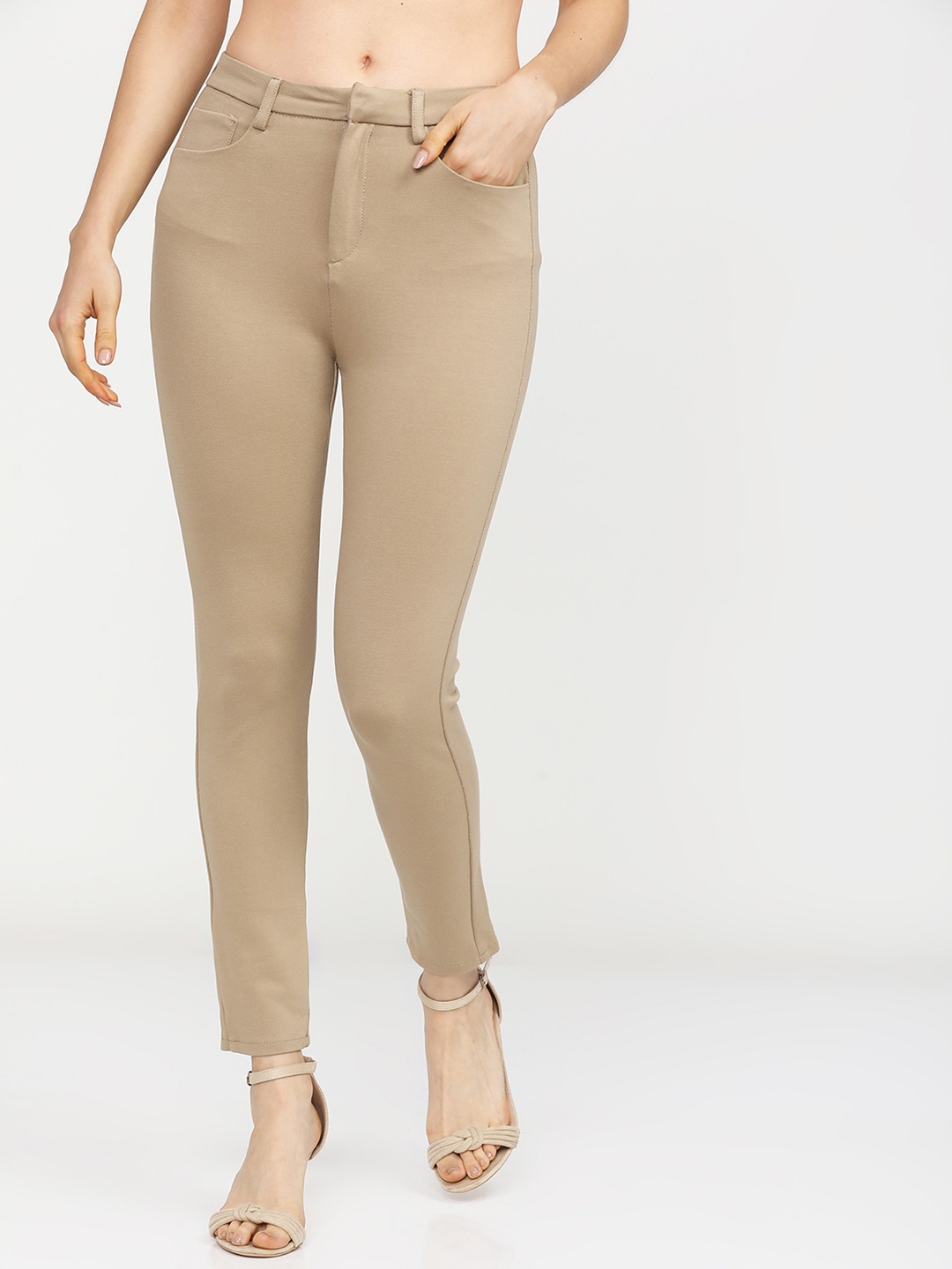 

Tokyo Talkies Women Slim Fit Trousers, Beige