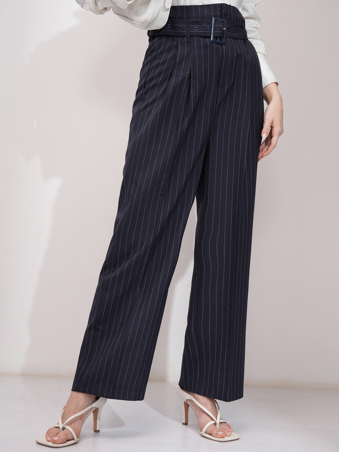 

Tokyo Talkies Women Trousers TTP0001505-NAVY BLUE/WHITE