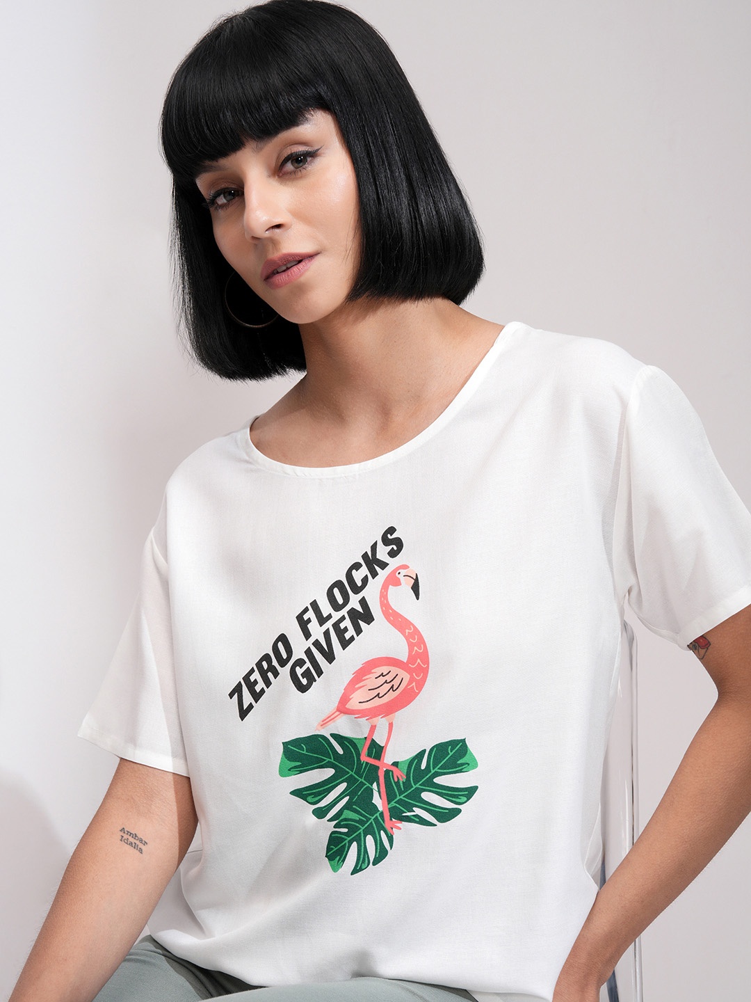 

Tokyo Talkies Women Typography Printed Round Neck T-shirt, White
