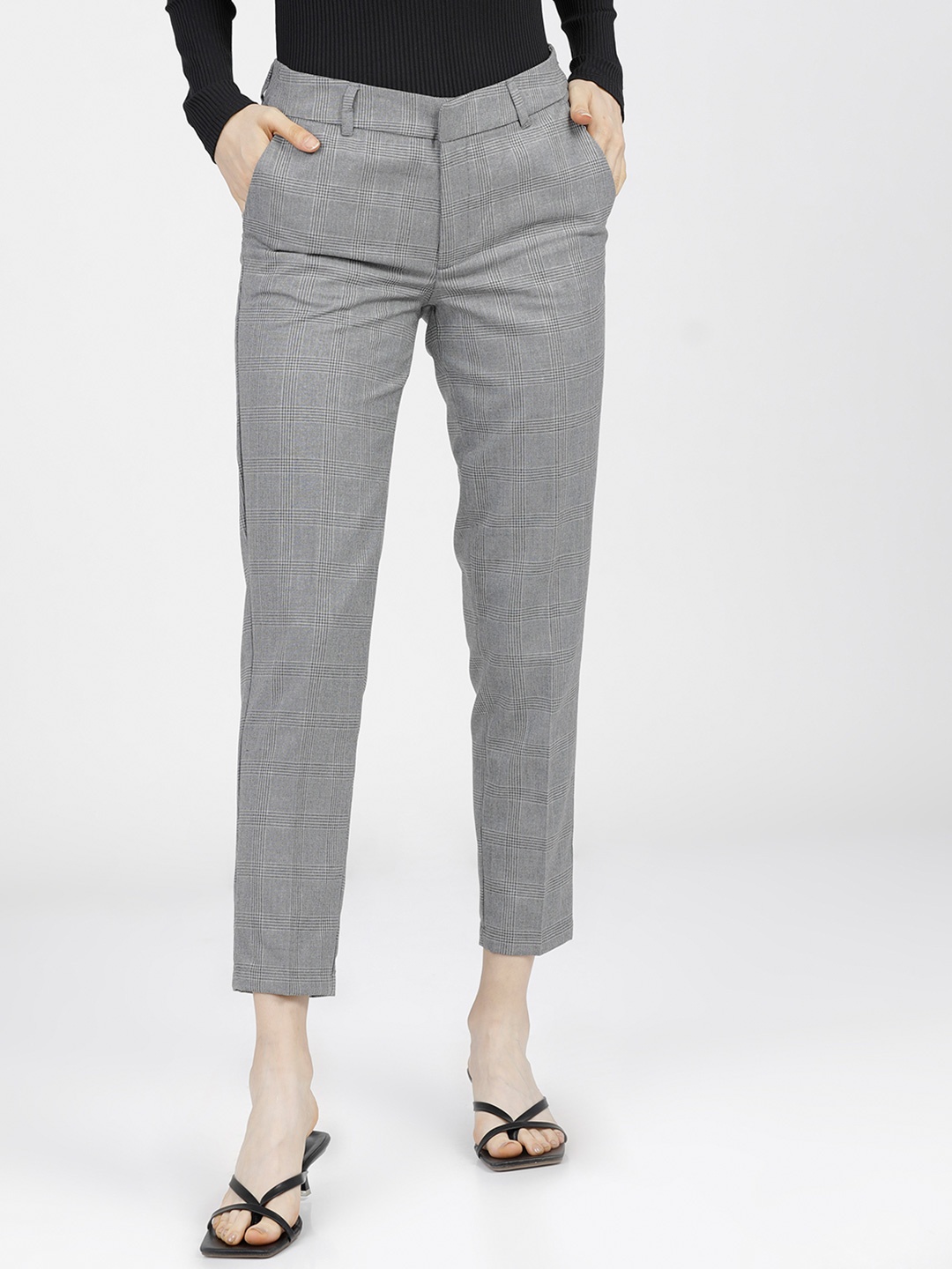 

Tokyo Talkies Women Checked Trousers TTP0001462-GREY/MELANGE