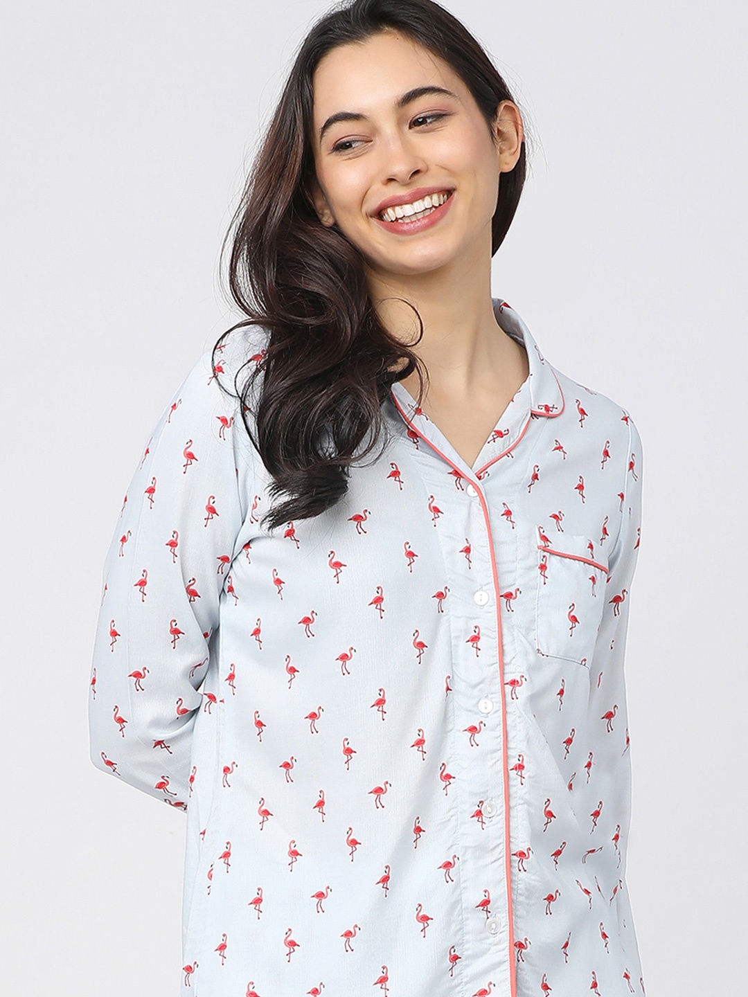 

Tokyo Talkies Women Printed Sleep Shirt, White